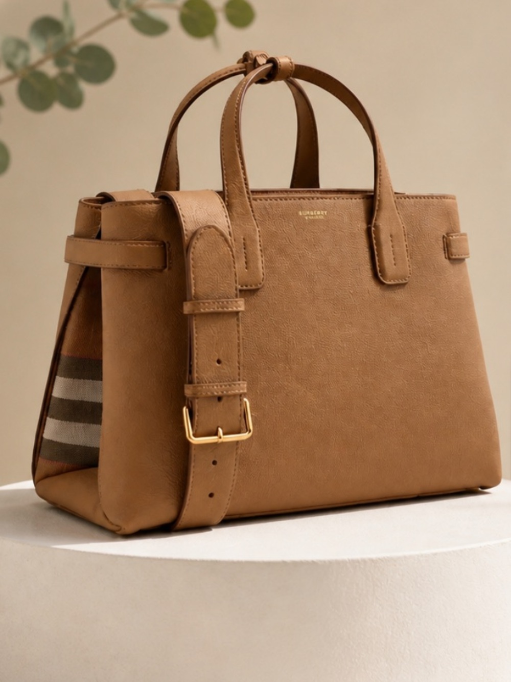 Beautiful Beige Burberry Banner Tote Bag.